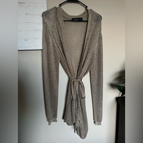 Gold Wrap Chain Sweater Dress - Picture 2 of 4